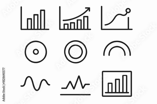 Dot arrow vector icon smooth arc outline chart spark minimalist bars bar