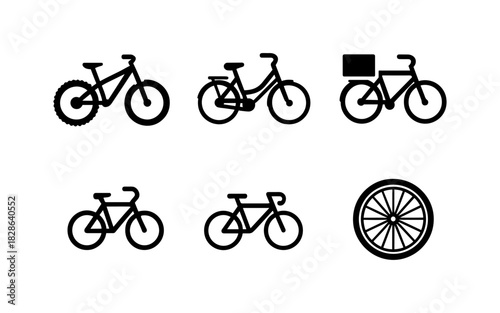 Set of bicycle silhouettes with different styles and designs
