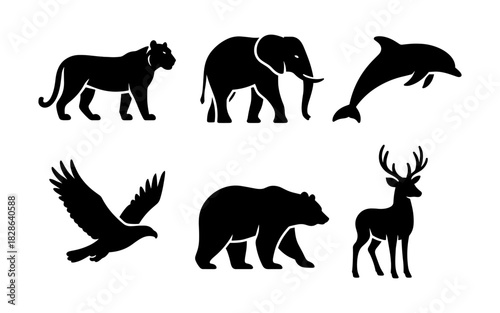 Wildlife silhouettes: majestic animals in minimalist black design