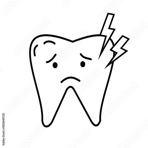 teeth painful sad face dental issue dentistry tooth pain medical line icon