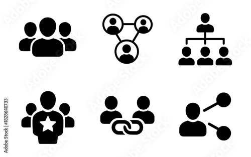 Silhouette icons of teamwork and collaboration