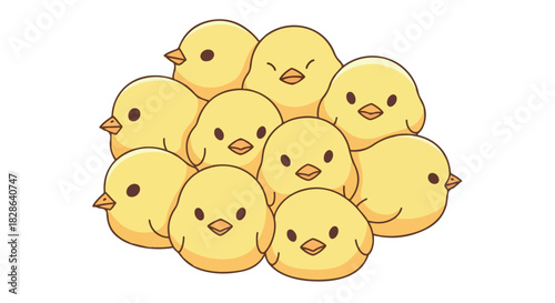 Pile of yellow chicks with transparent background