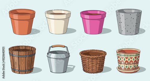 Various pots and containers collection for gardening