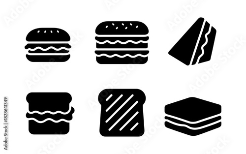 Minimalist sandwich icons collection: classic, modern, versatile food symbols