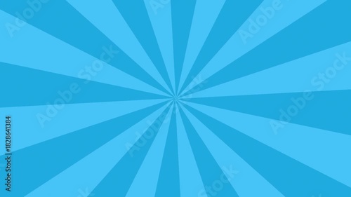 Comic book sky blue background with rays animation, colorful radial speed lines from middle to the outside seamless loop abstract line rays sunburst manga anime cartoon popup art backdrop cyan color 