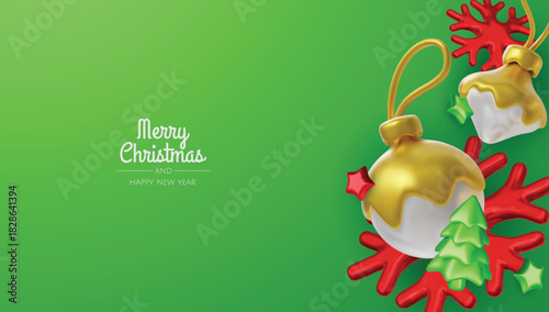 Elegant pastel Christmas baubles and winter elements form a light, joyful holiday background ideal for cards, banners, and festive promotions