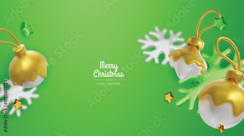 Elegant pastel Christmas baubles and winter elements form a light, joyful holiday background ideal for cards, banners, and festive promotions