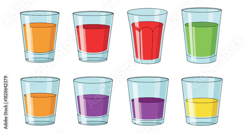 Colorful drinks in glasses