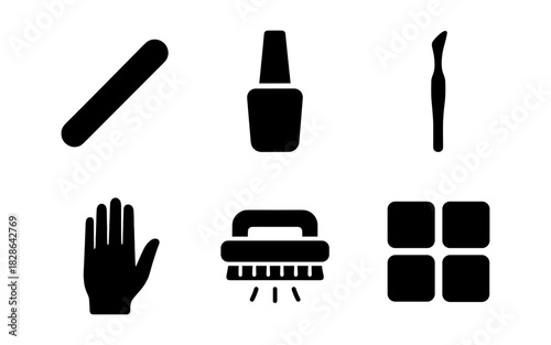 Essential manicure tools collection for nail care in minimalist design