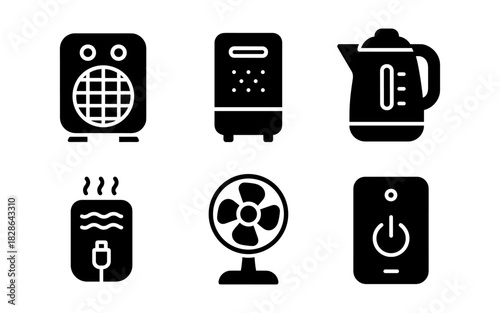 Minimalist home appliances icons set for modern digital design