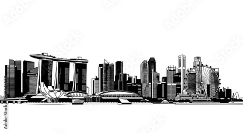 Wallpaper Mural Singapore Skyline Vector Illustration Torontodigital.ca