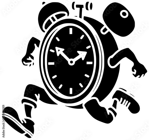 alarm illustration time silhouette clock logo deadline icon beautiful outline face teenager teenage young girl teen studio pretty preteen shape and vector graphic background