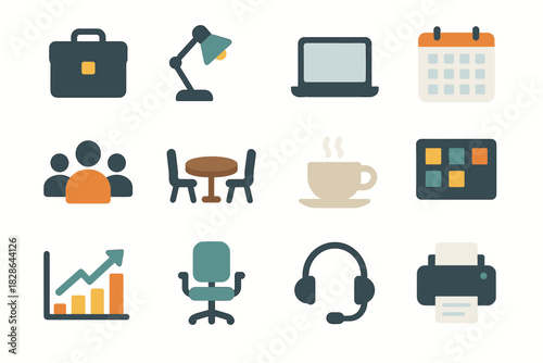 Team icon progress cup coffee schedule icons task grid chart vector work