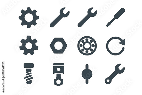 Rotation wrench minimal metal vector arrow gear bolt icon knob setting screwdriver