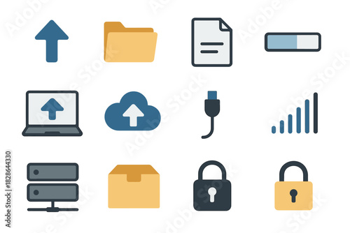 Signal up bar document progress network vector upload icon cloud folder