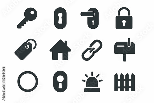 Keyhole tag home vector key alarm icon ring house mailbox handle symbol