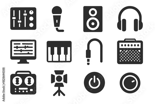 Light cable button studio piano vector speaker recorder amplifier music icon icons