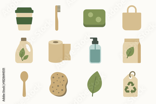 Product towel icons refill cup vector bar leaf bamboo cloth icon eco