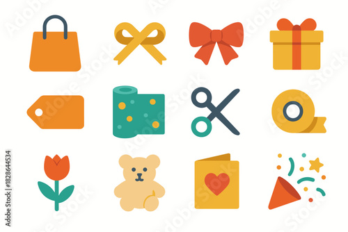 Icon icons confetti card wrapping vector shopping shop gift greeting ribbon flower