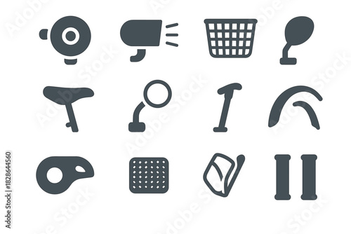 Saddle handle chain light guard accessories grips icon vector icons reflector cage