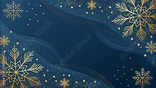 Blue Christmas night landscape background with abstract snow, snowflakes, trees, and holiday stars illustration vector design