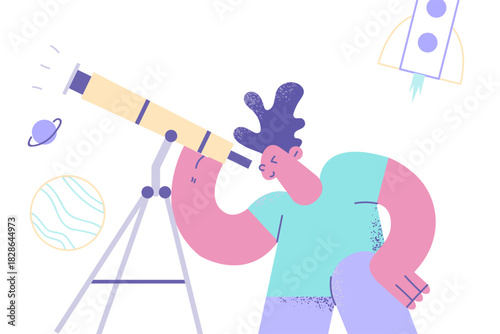 Exploring cosmos in childhood concept