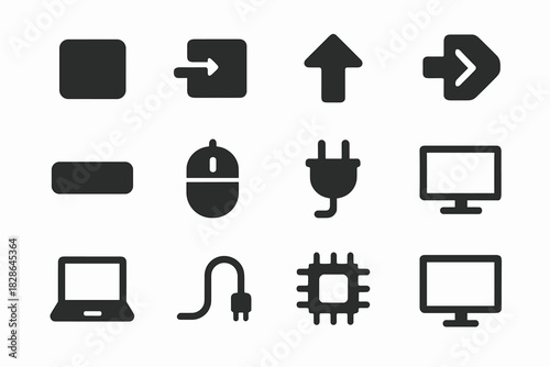Plug key wire spacebar backspace screen computer vector enter icon shift minimalist