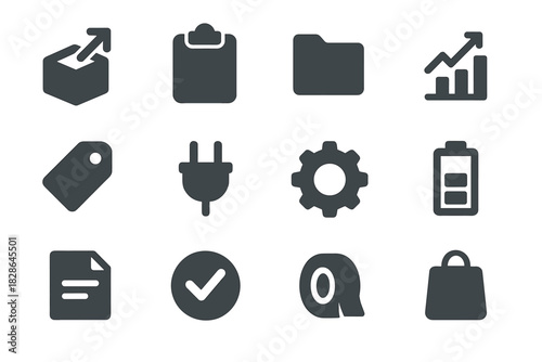 Arrow document package vector chart battery tag return plug minimalist box folder