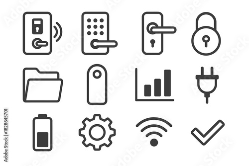 Checkmark vector plug handle icon battery icons lock keypad smart chart signal