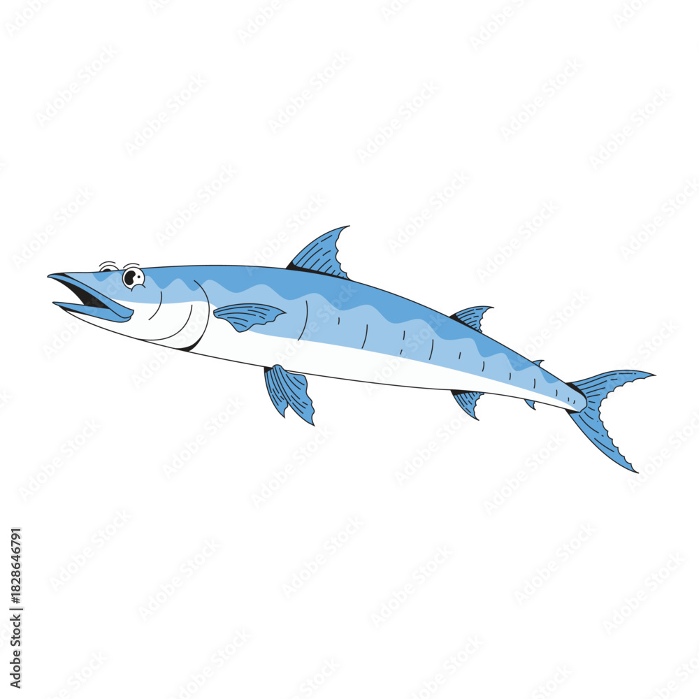 Fototapeta premium Barracuda fish cartoon icon illustration