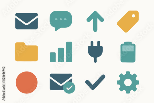 Checkmark battery envelope icon inbox vector tag chat message folder icons arrow