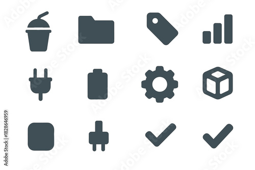 Chart minimalist icon lid icons ice vector drink beverage checkmark folder straw