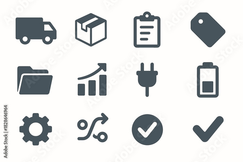 Chart tag icons icon vector box battery gear path delivery arrow folder