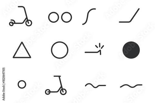 Thin wheels vector fold line path icon base ring scooter icons minimal