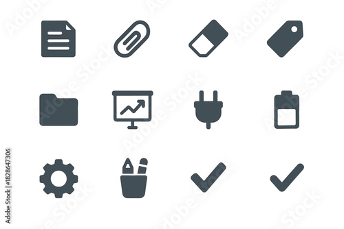 Pencil office eraser icon clip icons chart gear vector folder stationery sheet
