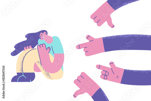 Depression and people influence bullying concept.