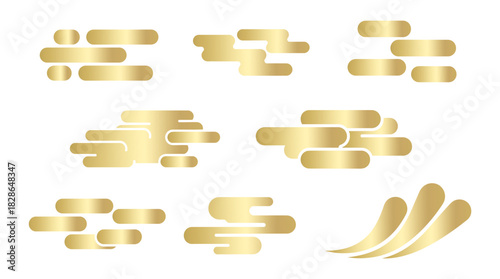 Luxury oriental clouds icon set with lantern for Chinese new year