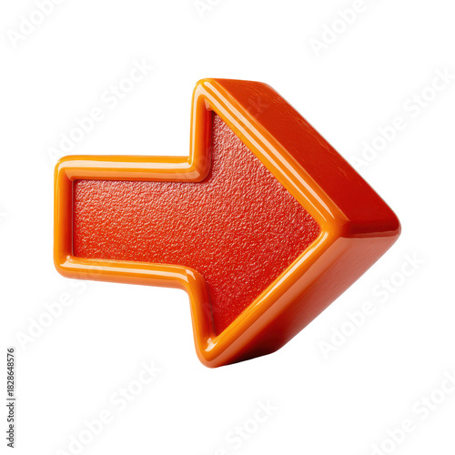 Vibrant glass-like arrow pointing right showcases yellow, orange, and red hues on a transparent background