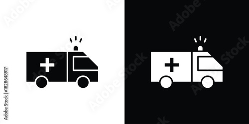 Ambulance icons symbol for web and mobile filled vector isolated