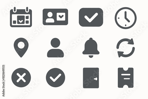 Contact slot room vector bell appointment meeting card pin icon grid door