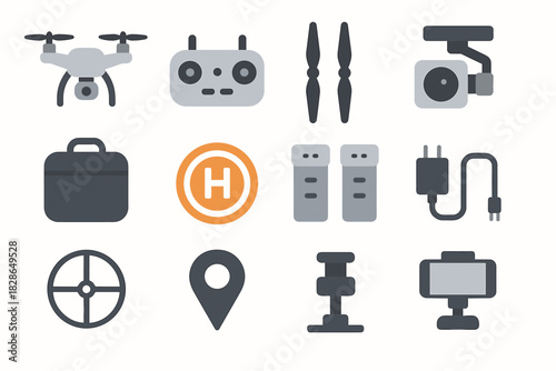 Gps carrying propellers vector phone collection case batteries camera drone icon joystick