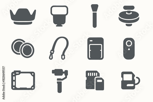 Card accessories lens memory tripod vector clip icon hood icons camera control