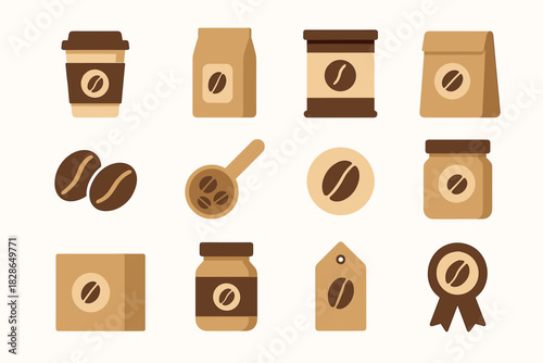 Icons sticker lid paper can logo ribbon icon circle coffee packaging vector