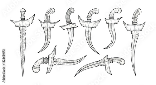 Traditional Kris Daggers Collection with transparent background