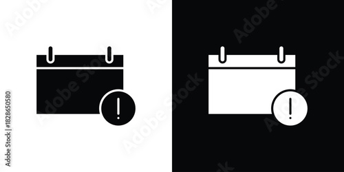 Calendar exclamation icons symbol for web and mobile filled vector isolated
