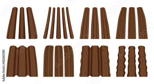 Brown chocolate bar segments with transparent background