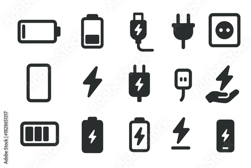 Power full battery charger icon phone lightning vector cable low outlet
