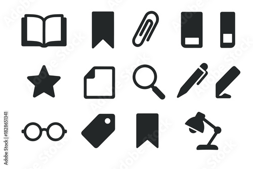 Pen vector icons book icon corner reading note ribbon bookmark page open