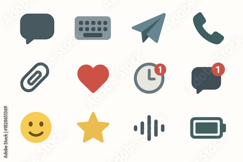 Icon minimal emoji star bubble chat sound set vector keyboard attachment wave