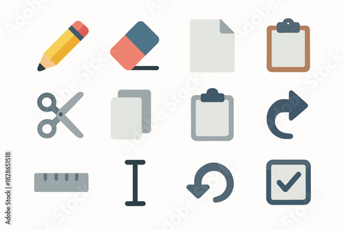 Text document paper eraser editing icons cut redo vector checkbox copy arrow